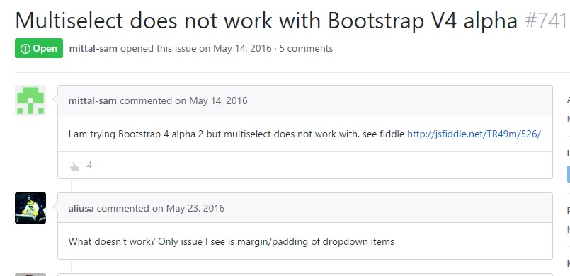 Multiselect does  not really  do the job with Bootstrap V4 alpha