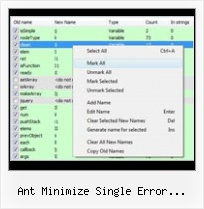 Ant Rhino Jslint Yui Compressor ant minimize single error renaming variables