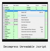 Example Jquery Scramble decompress unreadable jscript