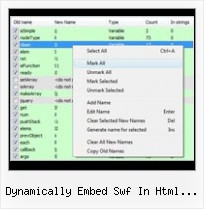 Yui Compressor Rename Functions dynamically embed swf in html from querystring