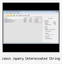 Uricomponent In Javasctipt jsmin jquery unterminated string