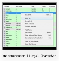 Decompress String Online yuicompressor illegal character